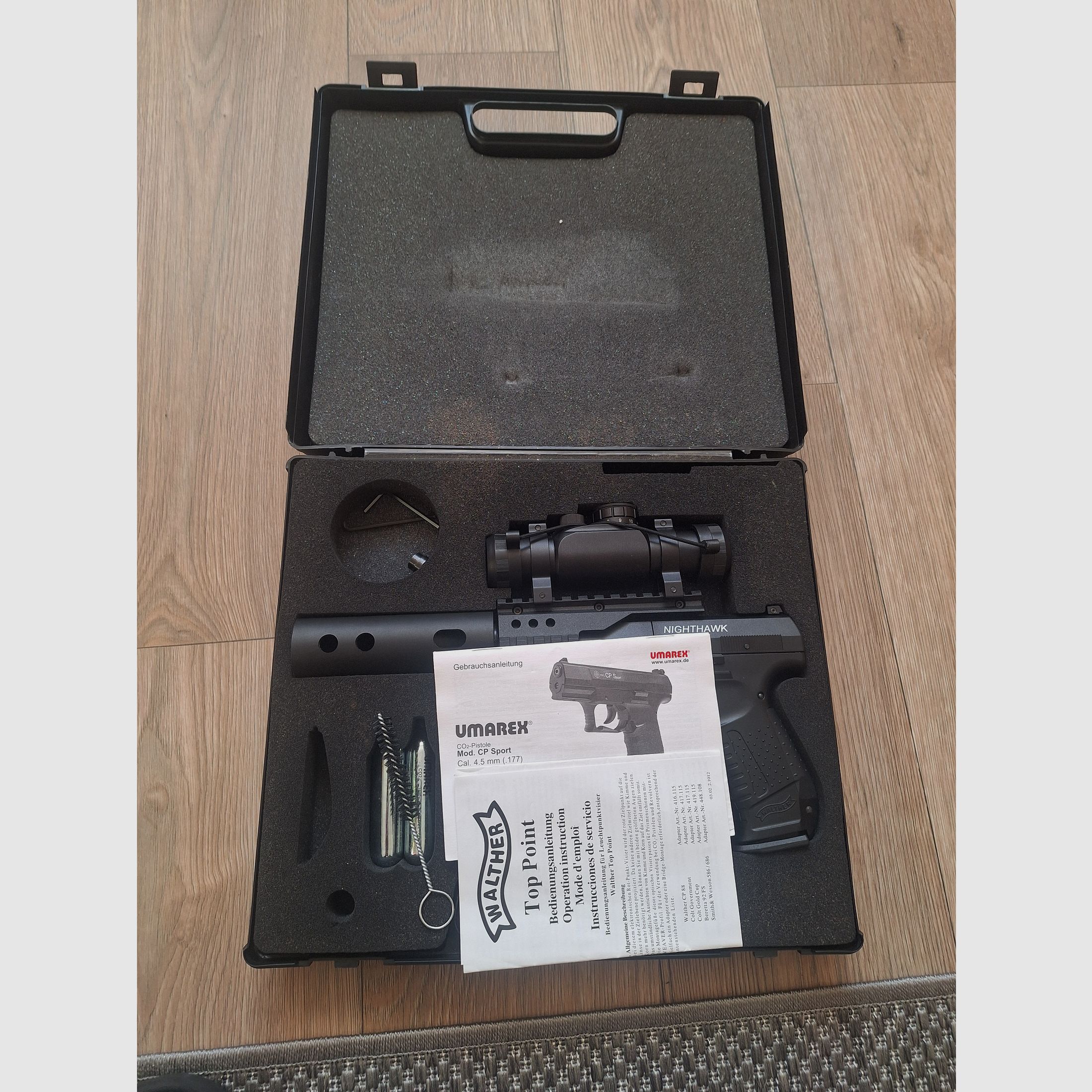 Pistole Walther CP Sport Nighthawk CO2, Cal. 4,5mm Diabolo