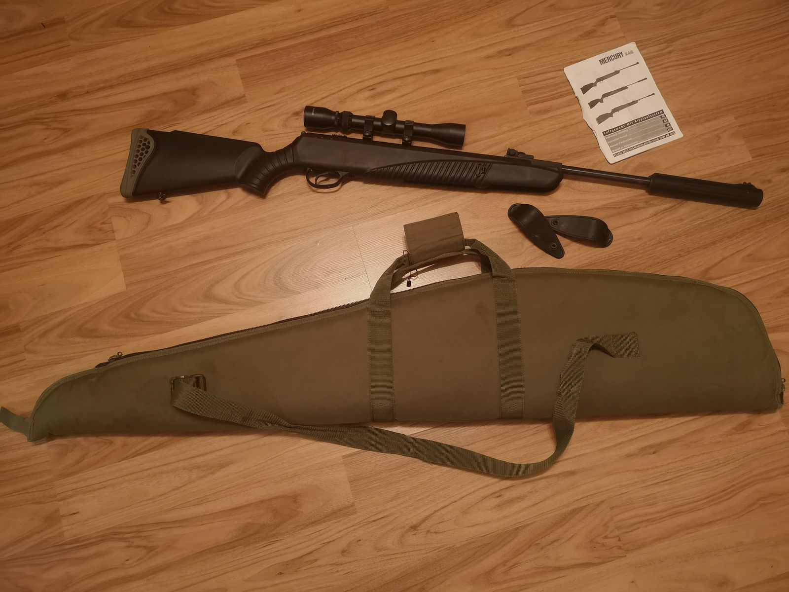 Mercury 85XTac Kipplauf Luftgewehr Set 4,5mm Diabolos inkl. 3-9x32 Zielfernrohr Tasche