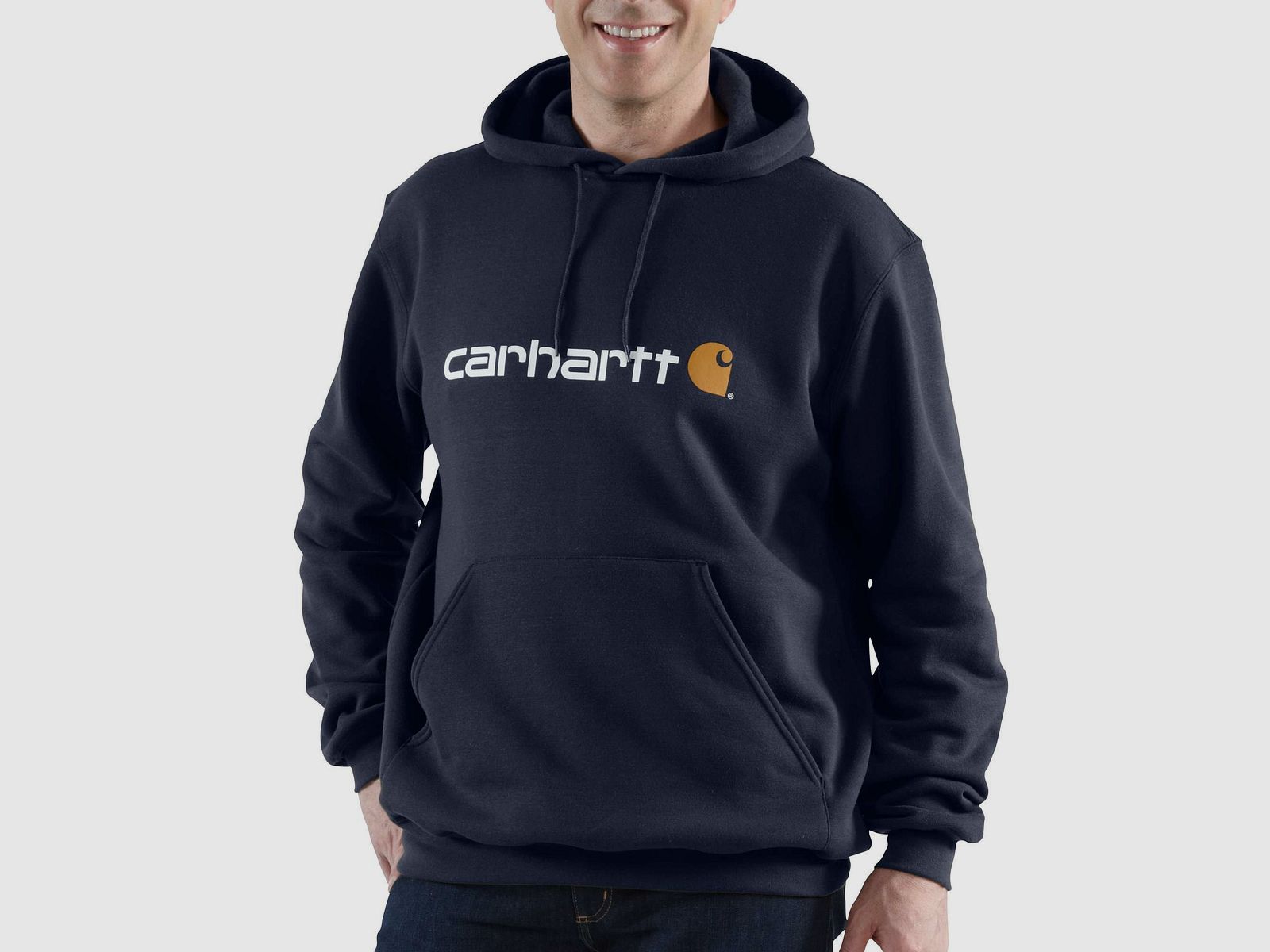 Carhartt Signature Logo Hoodie Mens New Navy XXL