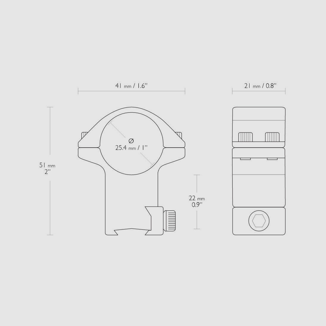 HAWKE 22102 25,4mm Ringmontage Hoch für 9-11mm Schiene Zielfernrohr Halterung