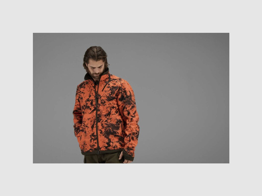 Härkila Herren Fleecejacke Wildboar Pro Reversible Willow green/AXIS MSP®Orange Blaze