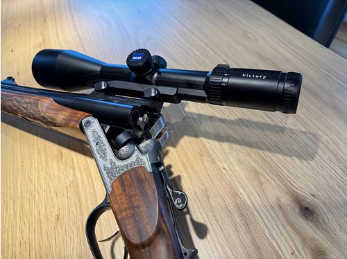 Blaser D99 double rifle drilling 9.3x74 / 9.3x74 / 20/76 with 2 x ZF Zeiss for sitting and driven hunt, BEST CONDITION