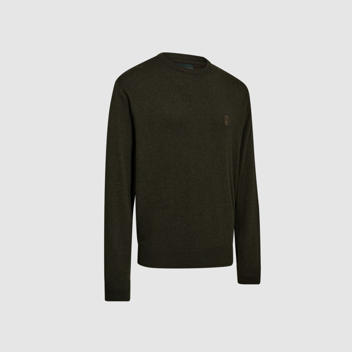 DEERHUNTER Harrington Strickpullover mit Rundhalsausschnitt Forest Ember Melange