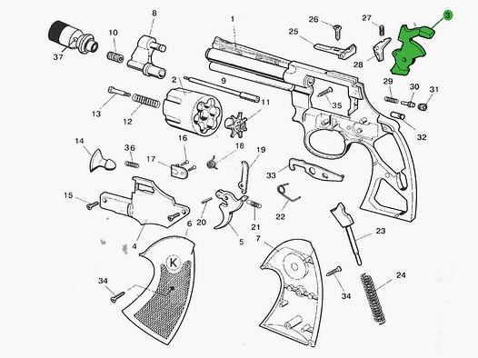 Hahn fĂĽr Schreckschuss-, Gas-, Signalrevolver Reck Python, Ersatzteil