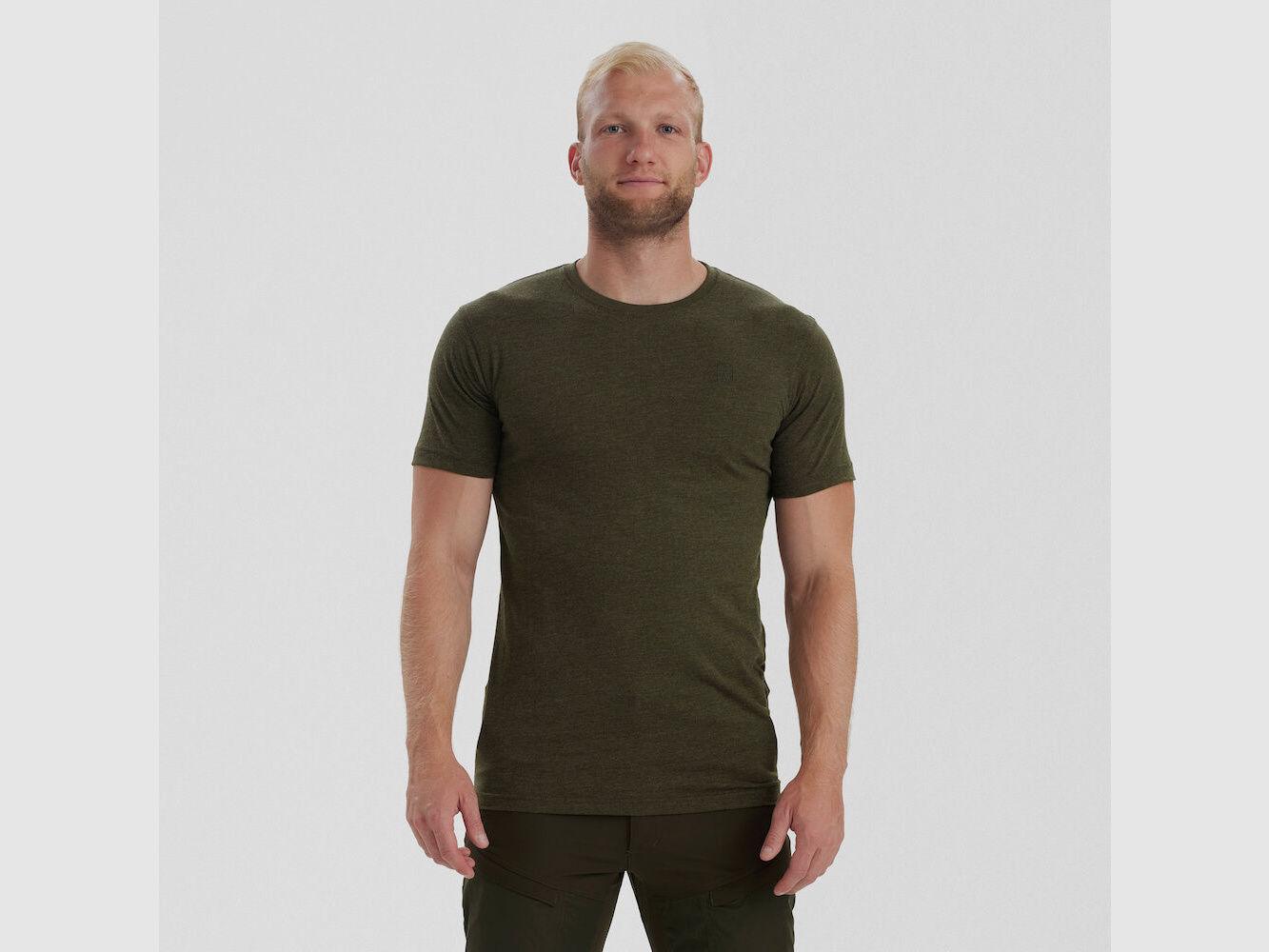 Basic T-Shirt im 2er-Pack - Adventure Green Melange – Größe: L