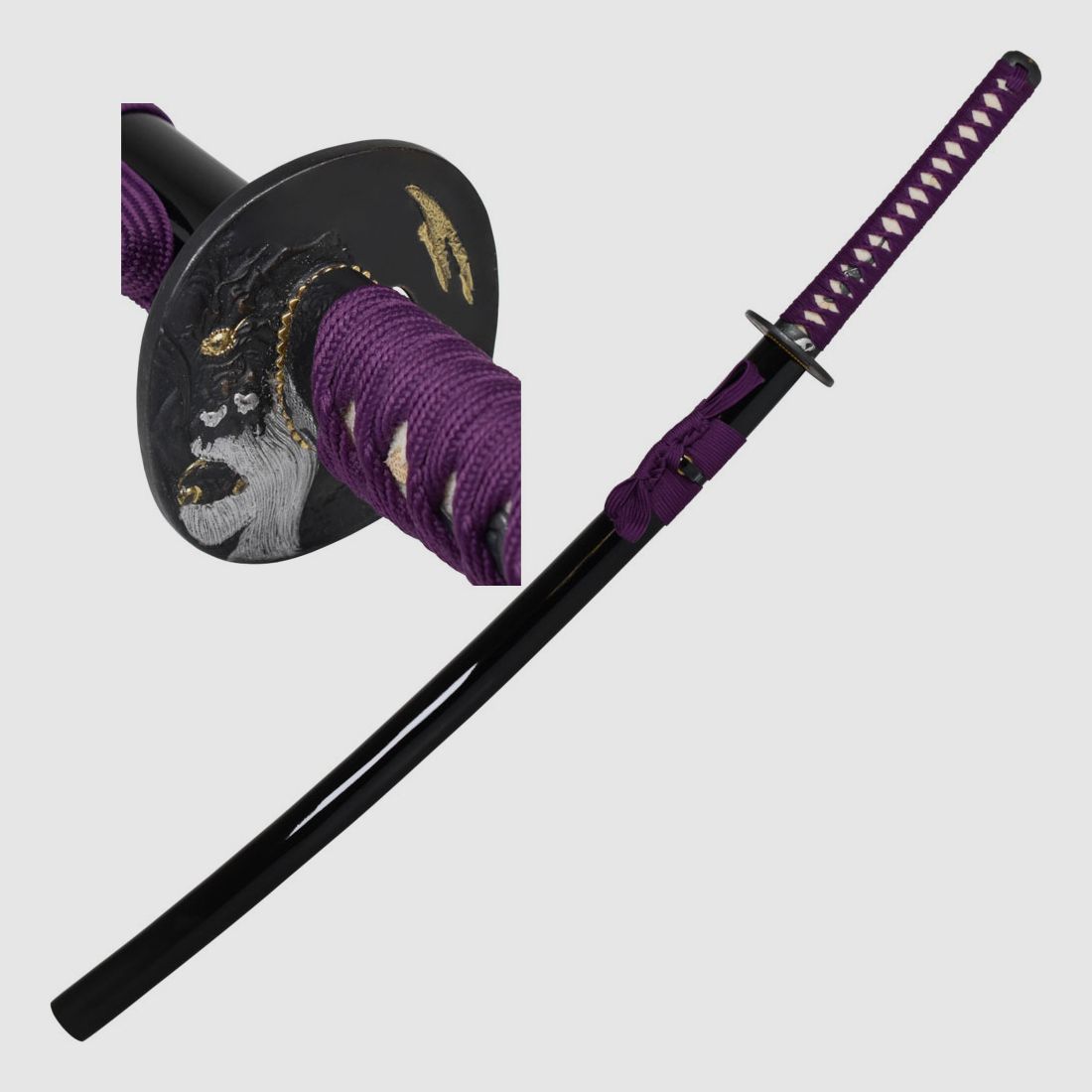Espada Katana Púrpura con hoja de Damasco