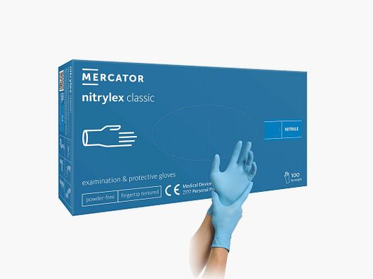 Gants jetables en nitrile (100 pièces, bleu)