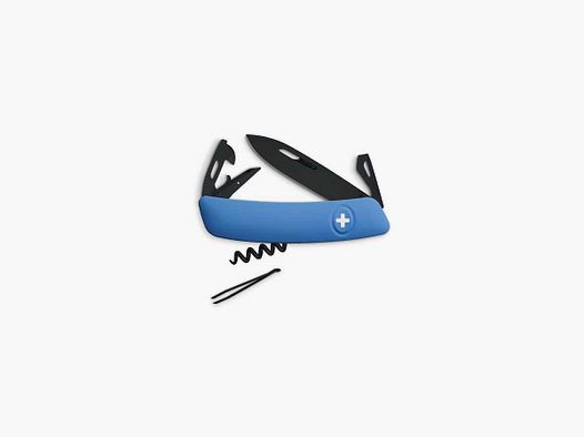 Schweizer Taschenmesser D03 ALLBLACK, blau Swiza