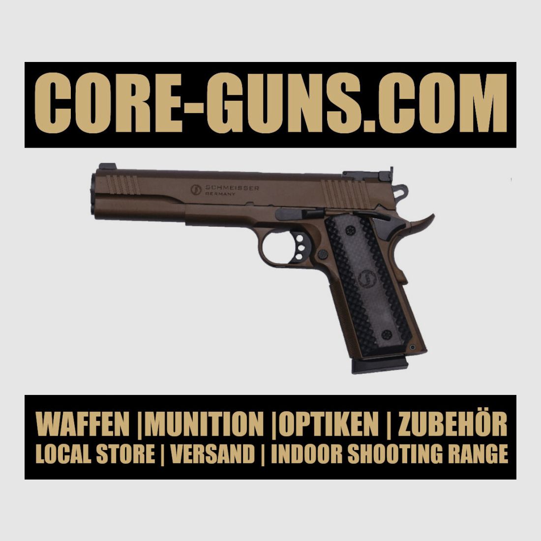 Schmeisser Hugo 1911 Pistole 9mm Luger 6" Burnt Bronce sofort verfügbar