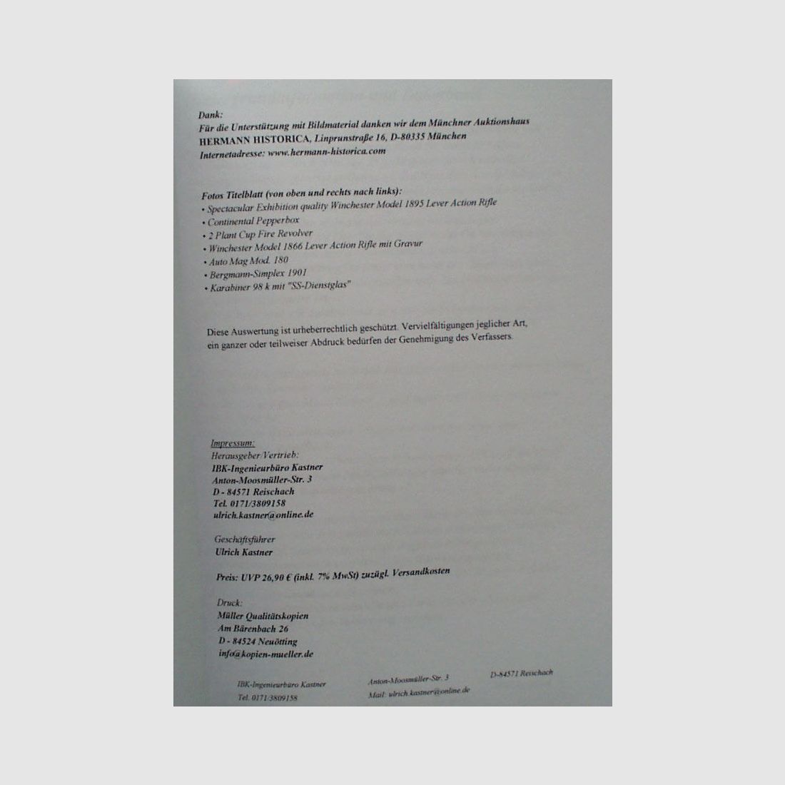Buch	 Marktspiegel Sammlerwaffen 2005