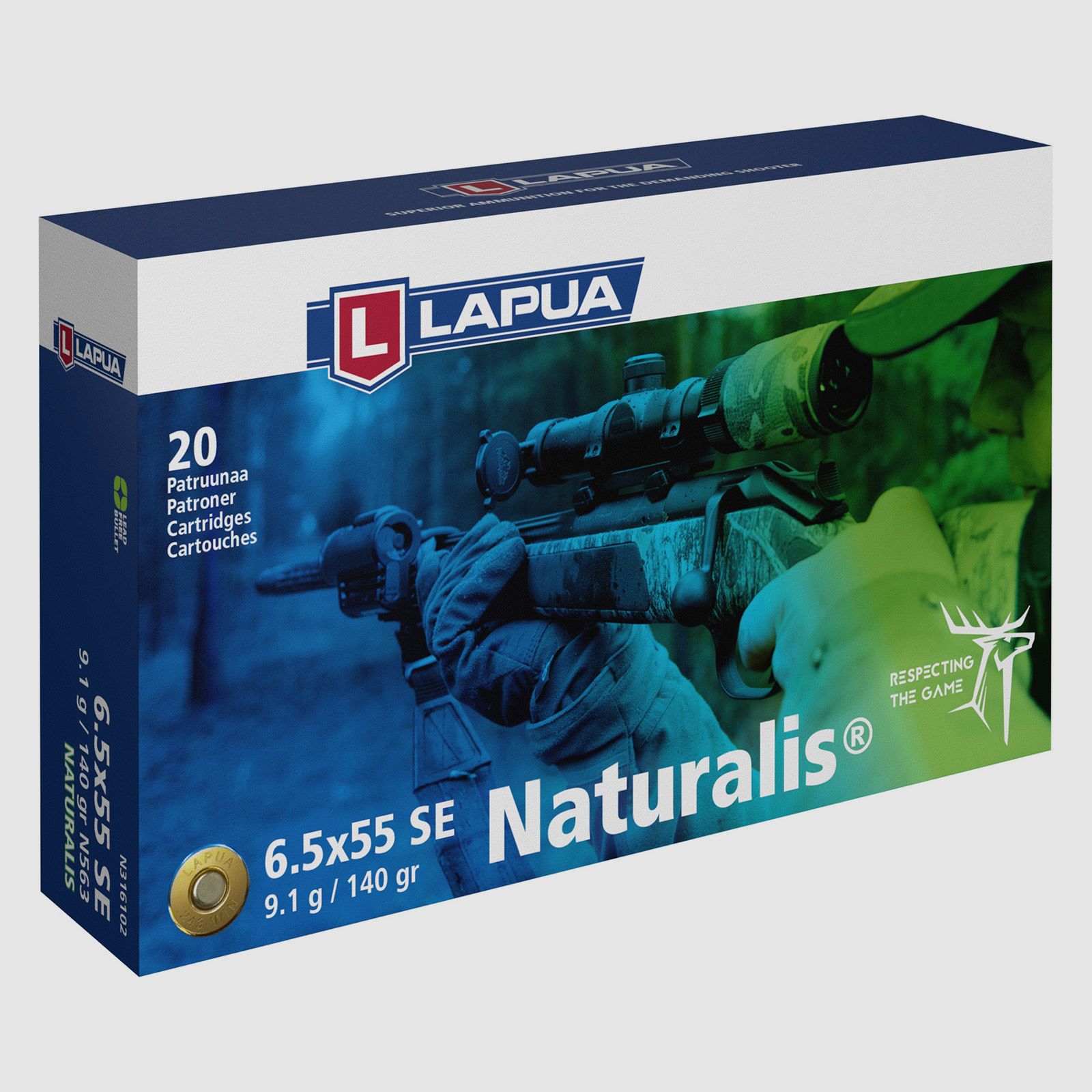 Lapua 6,5x55SE Naturalis 9,1g Bleifreie Büchsenpatronen