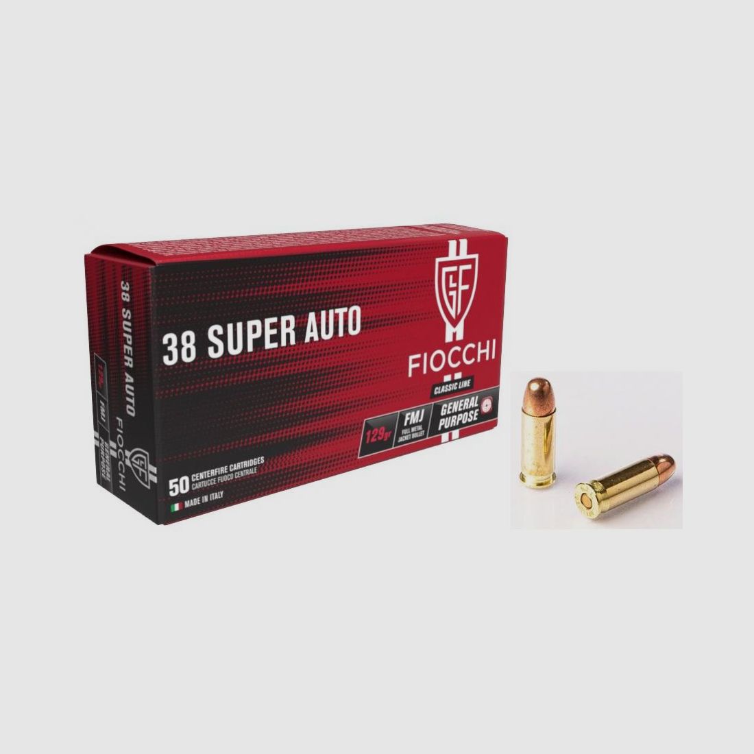 Munition FIOCCHI Kal. 38 Super Auto FMJ, Bild 1 von 3