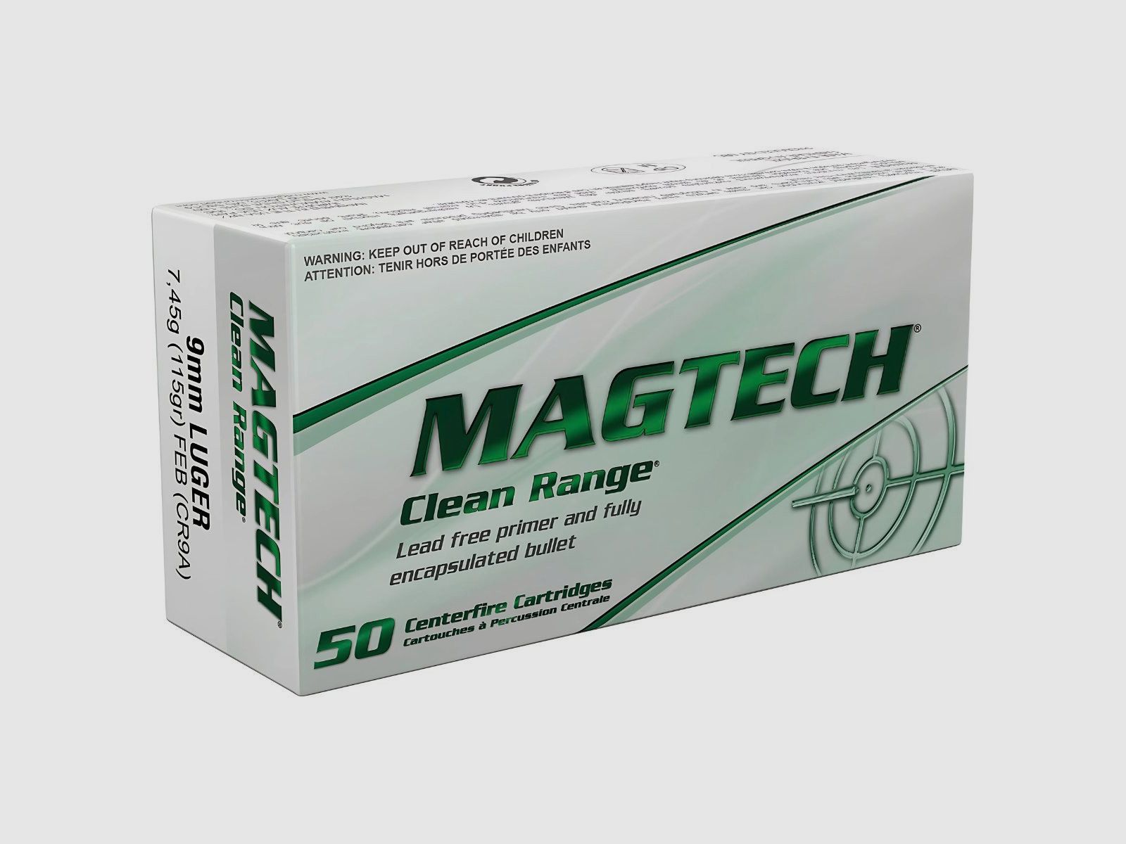9x19 Magtech FMJ Clean Range 115gr/7.5g (CR9A), image 1 of 3