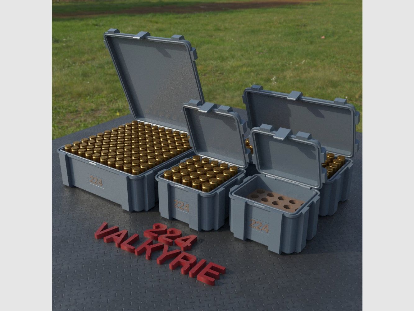 Filamelt ammunition box / .224 Valkyrie / 'flip lid' / cartridge box, ammo box