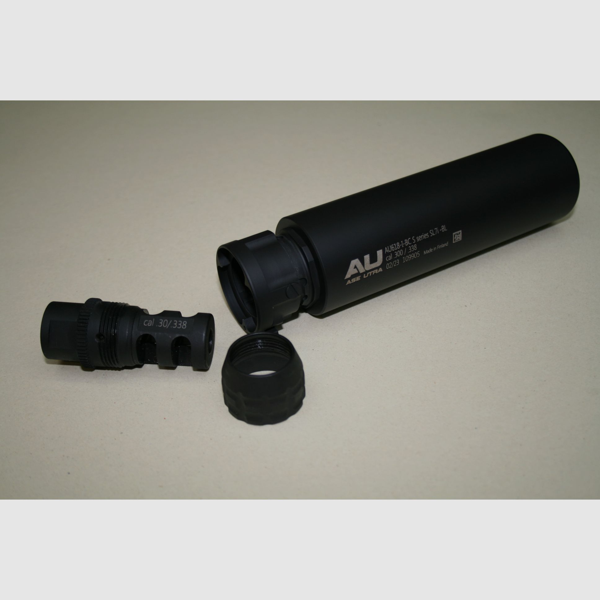 Schalldämpfer Ase Ultra SL7i Kaliber .300/.338 Bore Lock mit Mündungsbremse Gewinde 18/100, Bild 1 von 3