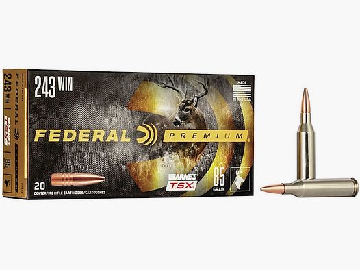 Federal Premium Barnes TSX .243 Win. 85GR HP 20 cartouches