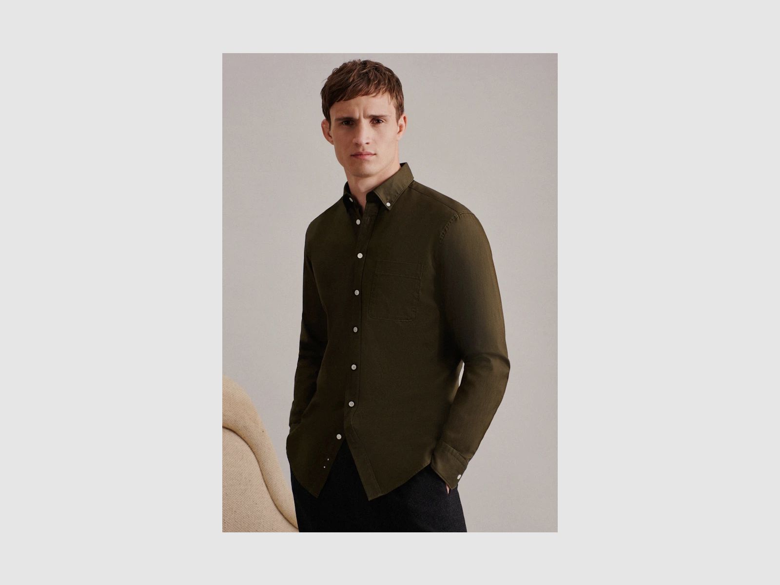 SEIDENSTICKER Twill Casual Hemd in Regular mit Button-Down-Kragen