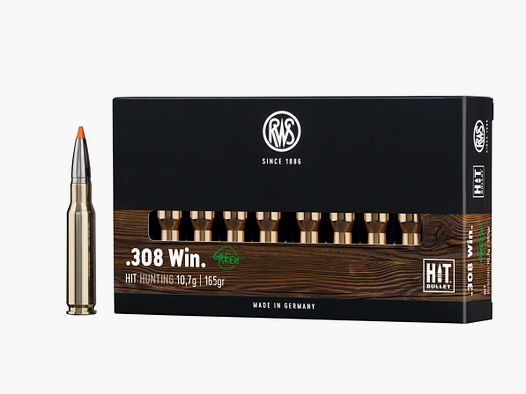 RWS 2318845 Büchsenpatronen .308 Win. HIT 10,7g 165grs. Bleifrei