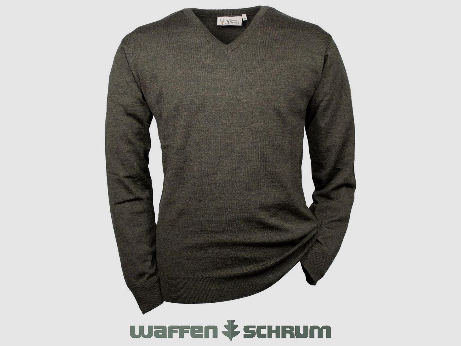 Hubertus Pullover V-neck Merino Olive/brown