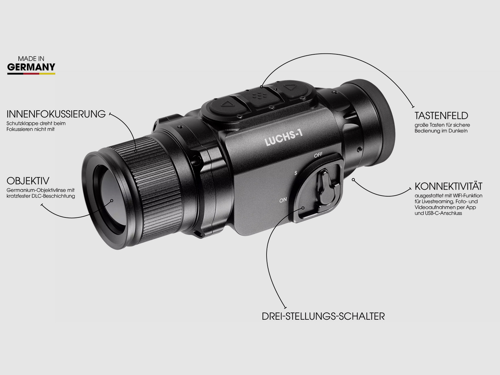 Liemke 80111556 LUCHS-1 Wärmebildvorsatzgerät 640x512 Sensor 1750m Reichweite