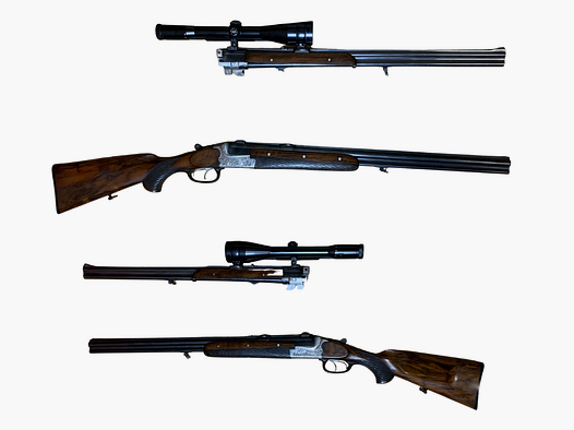 Double rifle 9.3x74R and interchangeable barrel Merkel 16/70 & 6.5x57R scope: Zeiss 2.5-10x52