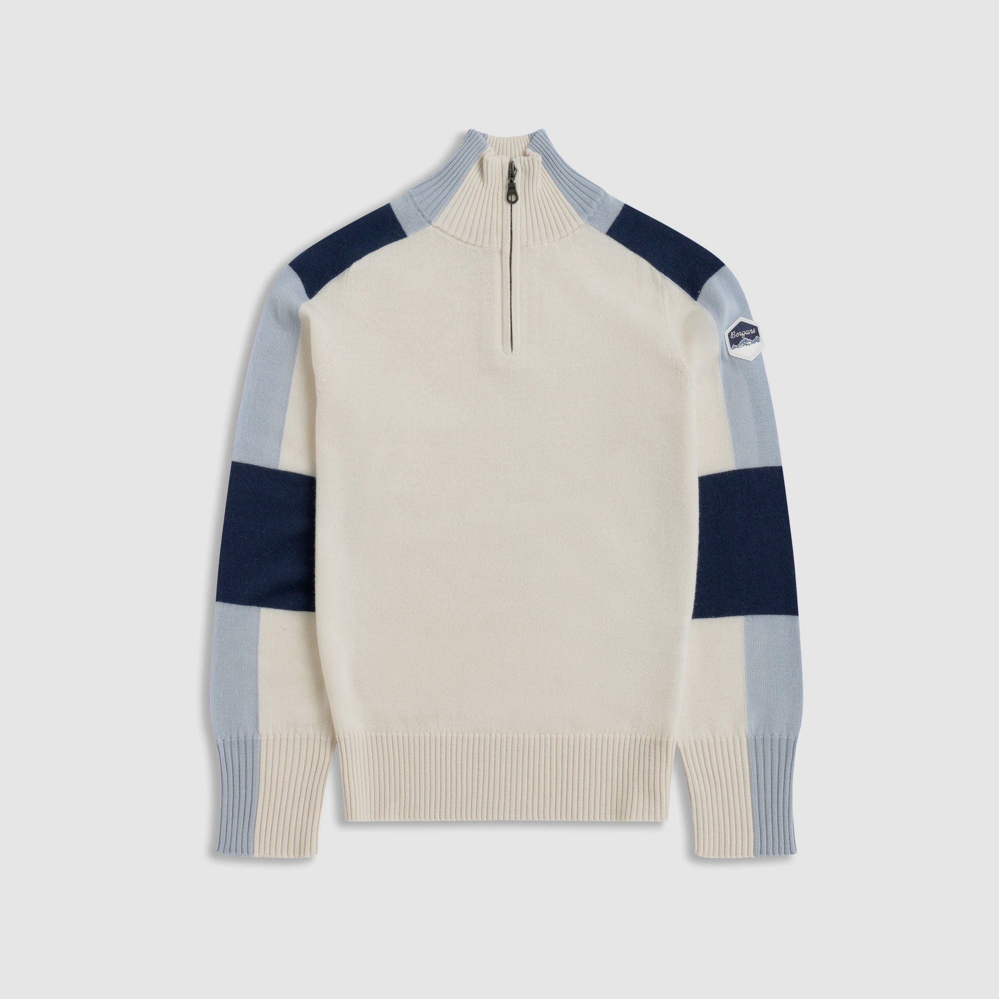 Bergans Lyderhorn Half-Zip Maglione in Lana Donna Crema/Navy Blue L