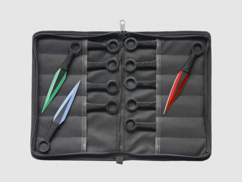 Zombie Wurfmesser Set mit farbigen Klingenspitzen