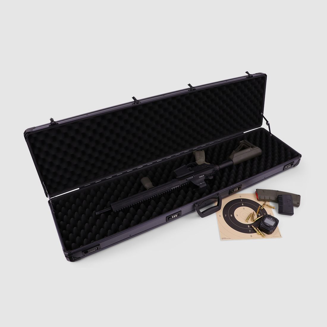 Custodia per fucile invernale W12 – lunghezza interna 119 cm – 1 fucile lungo – 4 serrature a combinazione – protuberanze (Grigio)