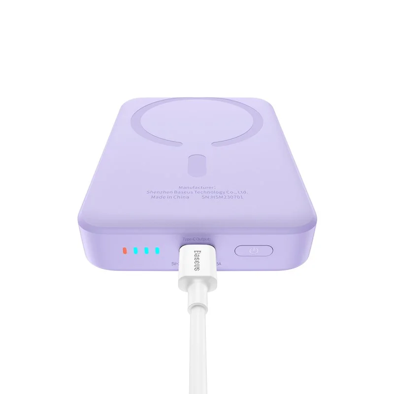 Powerbank Baseus Magnetic Mini Air Wireless 10000mAh 20W+kabel USB C-USB C (fiolet), zdjęcie 16 z 22