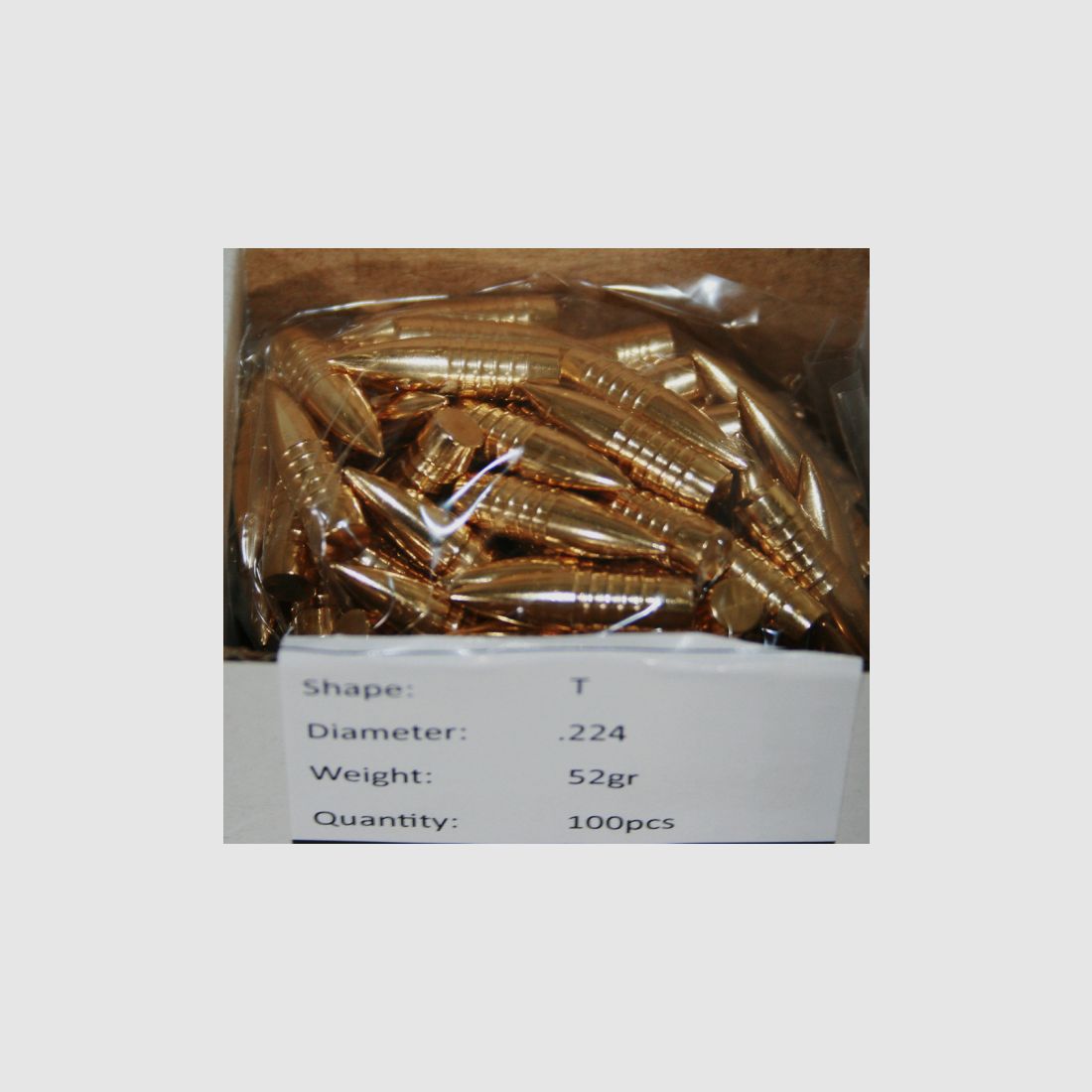 100 x L.O.S. LOS CERKNO T TACTICAL Bleifrei MATCH Geschosse .223 Rem .224 222 52gr 3,4g Kupfer Solid