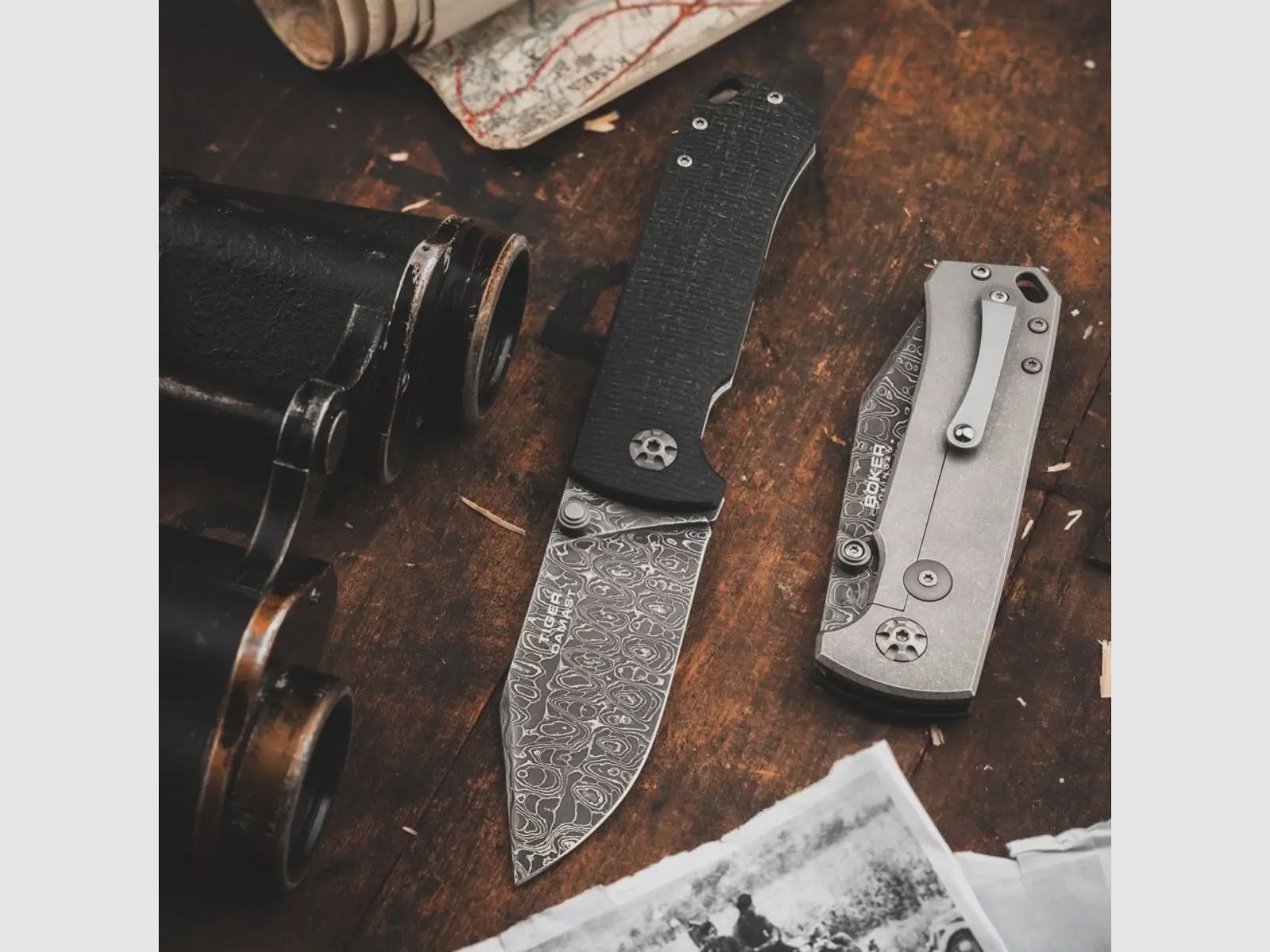 Böker Nóż kieszonkowy Tiger Damascus