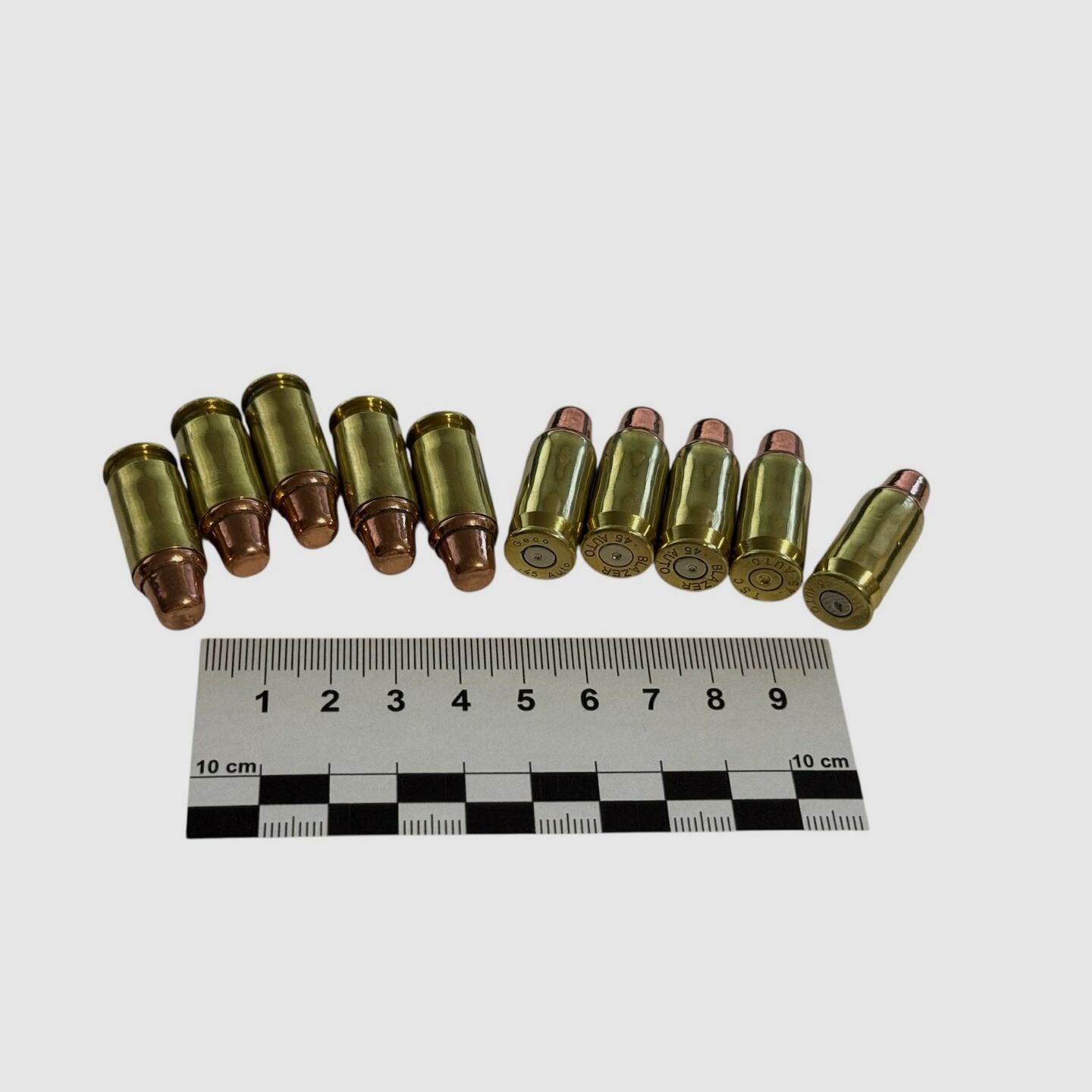 10 pièces de munitions factices .45 ACP Auto - ogive pleine SWC