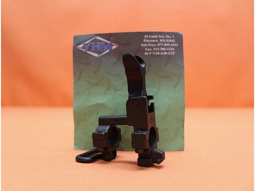Yankee Hill Machine AR-15: Front Sight Assembly Flip-Up Hooded YHM with Bayonet Lug Bolt-On Mount .750" ID Steel Matte