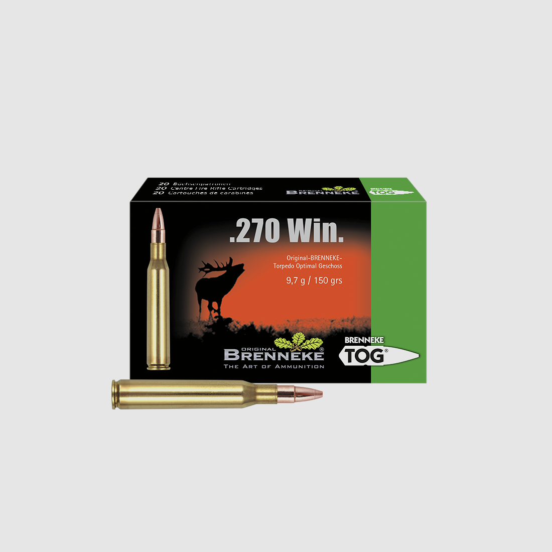 Gewehrpatrone mit TOG-Geschoss – .270 Win., Orig. BRENNEKE TOG 9,7 g VE20