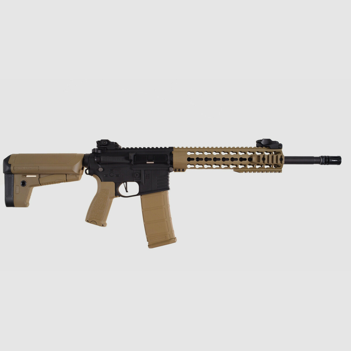 AR15 KeyMod 10 Zoll CHARLIE TAN/SCHWARZ S-AEG Softair Gewehr Frei ab 18 Jahren | Delta Armory Kopie