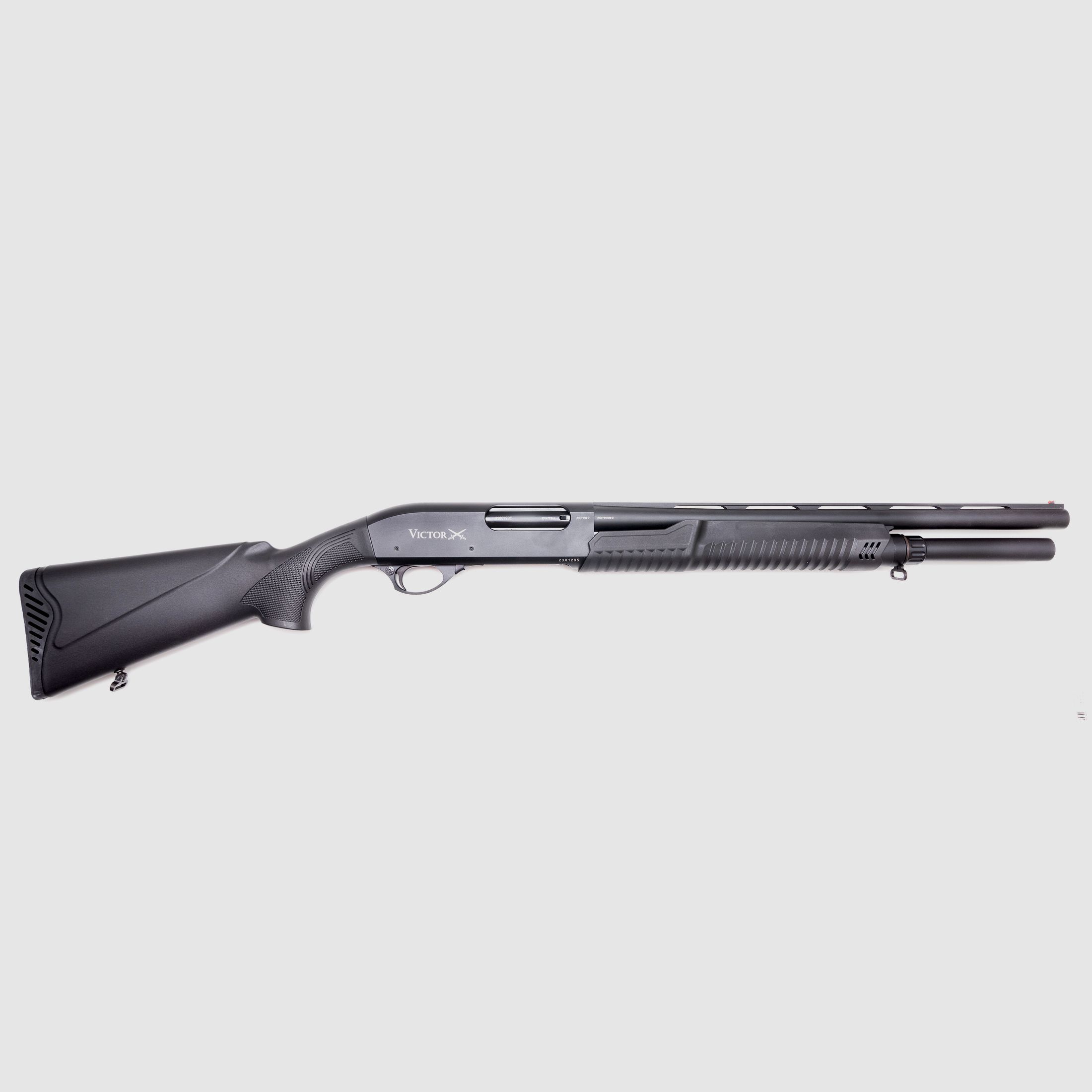 Huglu Victor P-Tac Home Defence, Kal. 12/76, 51cm/20" Vorderschaftrepetierflinte Stahlschrotbeschuss