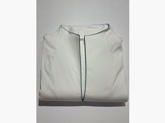 Schwanenhalsbluse Langarm Weiss mit Paspol in Mittelgrün