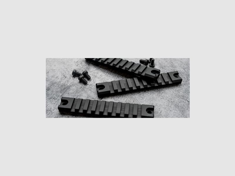 HERA Siderail set di 3 guide di montaggio per HK USC, Picatinny con scanalature trasversali, alluminio, nero