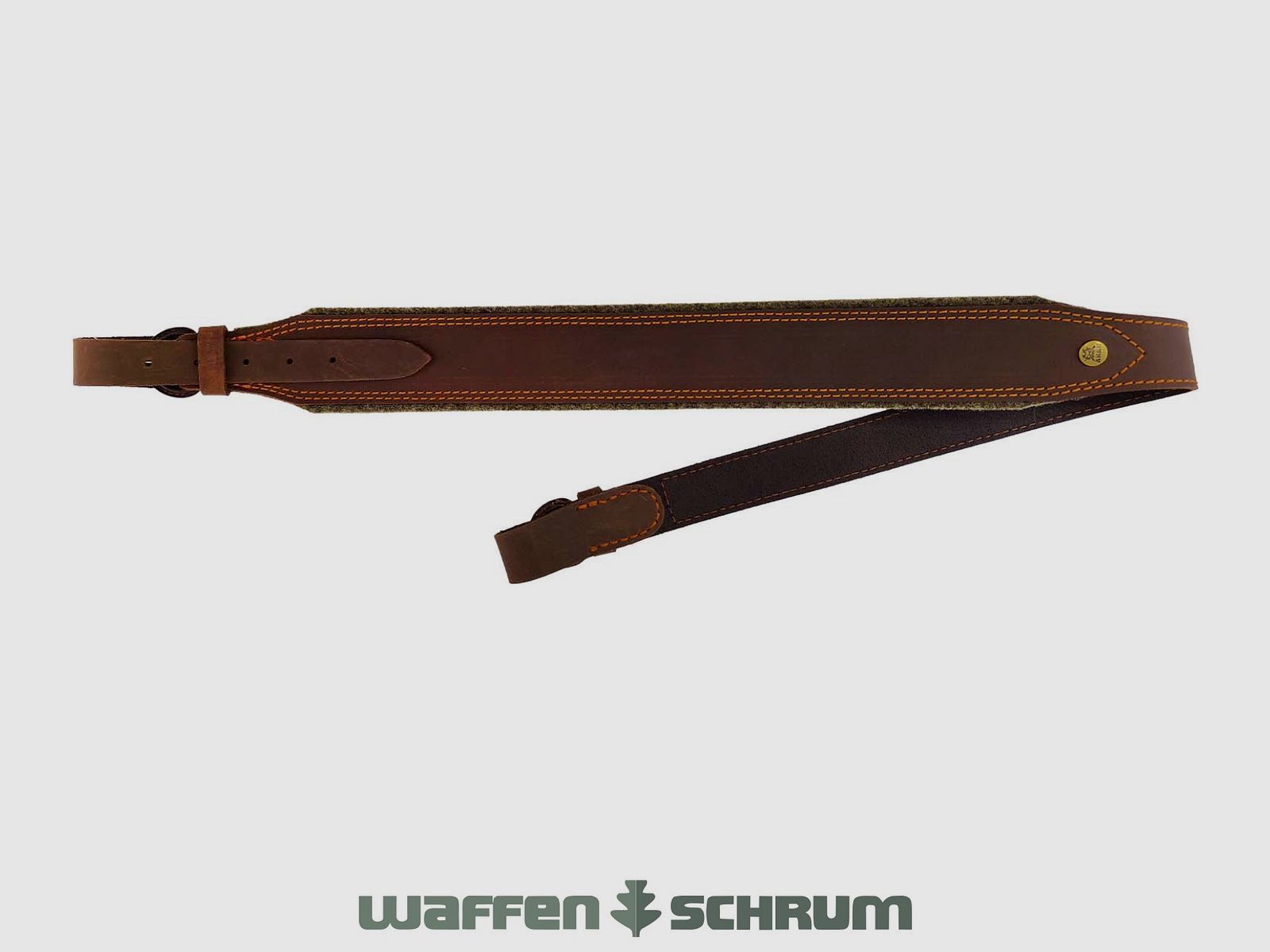 AKAH Gewehrriemen Leder - Braun Pull-Up-Effekt 50MM Filzunterlage