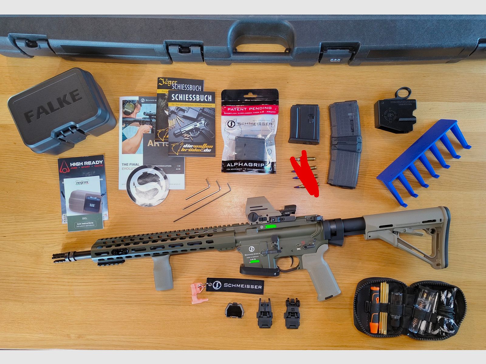 Schmeisser AR15 M4FL OD Green Cerakote – aprox. 250 disparos – piezas Magpul – con accesorios