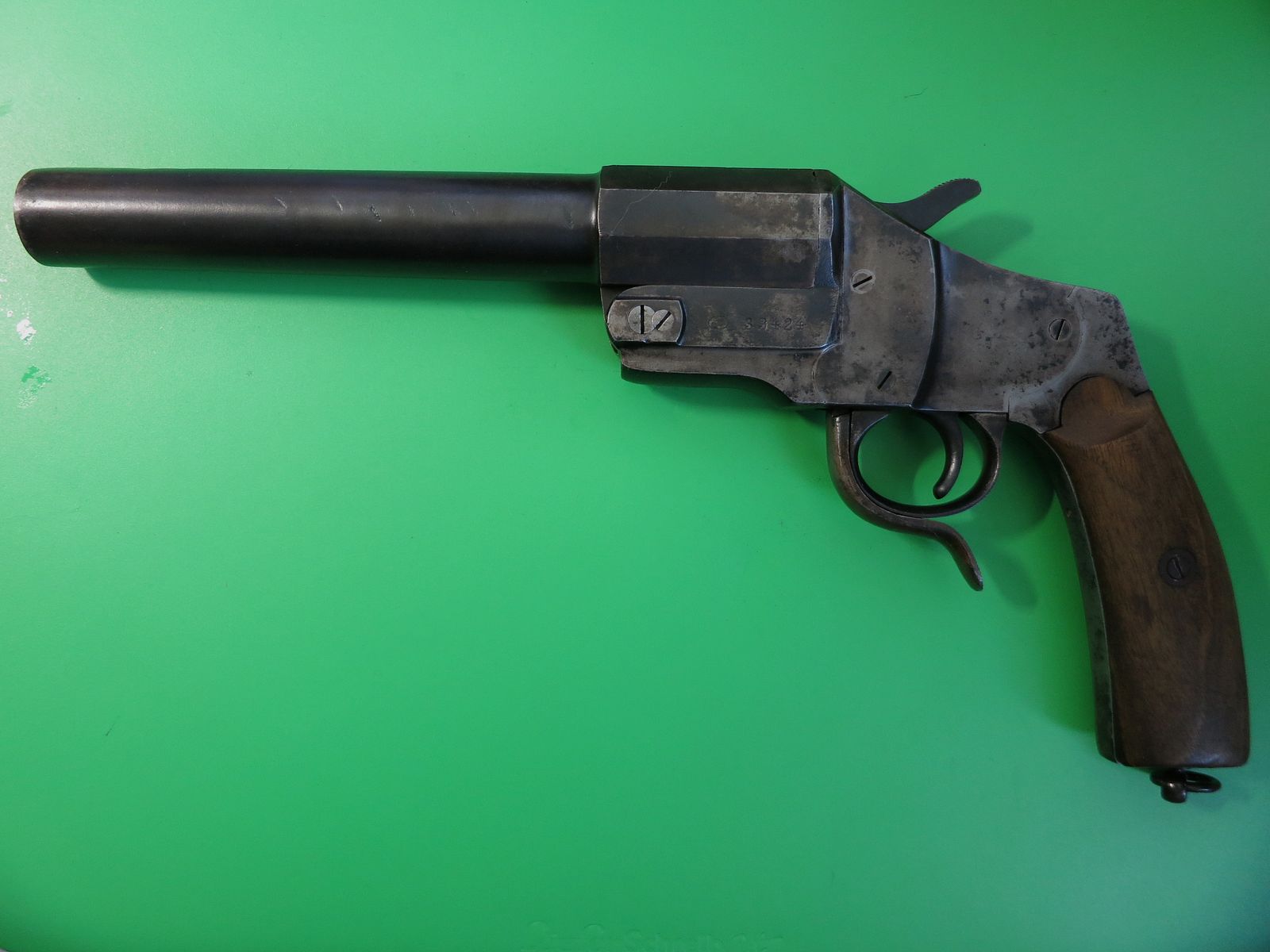 Signalpistole J.G. Anschütz Modell Hebel, Kal. 4, originale Lang-Version, Sammlerrarität    #4