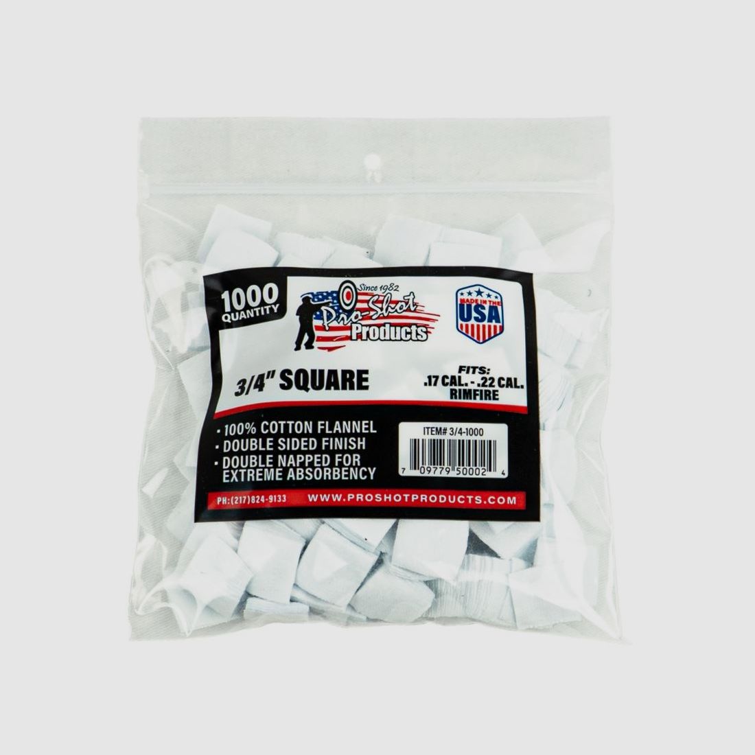 1000 Patches 3/4" Eckig .17-.22/5,6mm