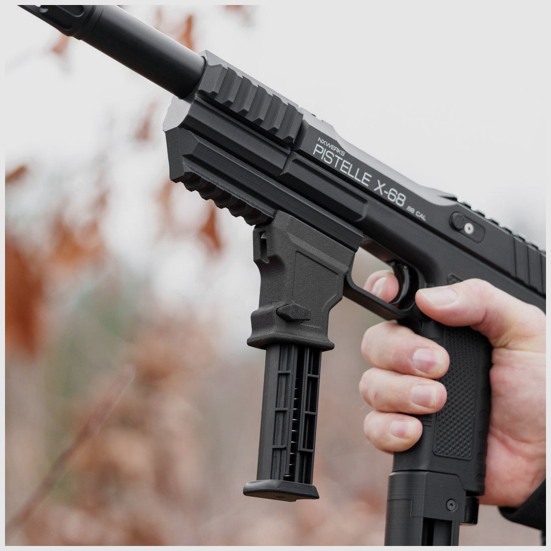 MAG - HOLDER + Barrel Cover incl. 3x Picatinnys | kompatibel: Pistelle X-68 | angepasst auf unseren Tuninglauf