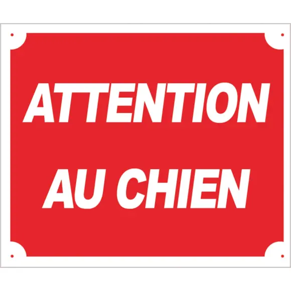 Achtung Hund Schild aus rotem Aluminium