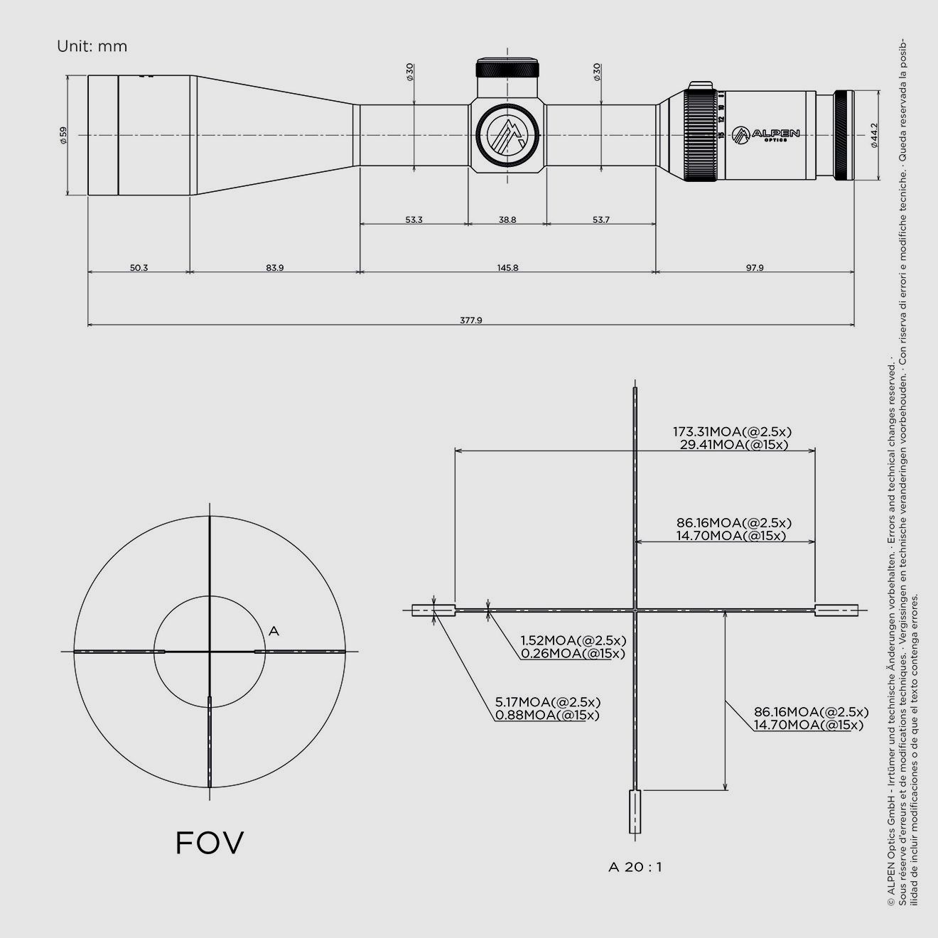 ALPEN OPTICS Apex XP Zieloptik 2.5–15x50 A4 mit SmartDot Technology