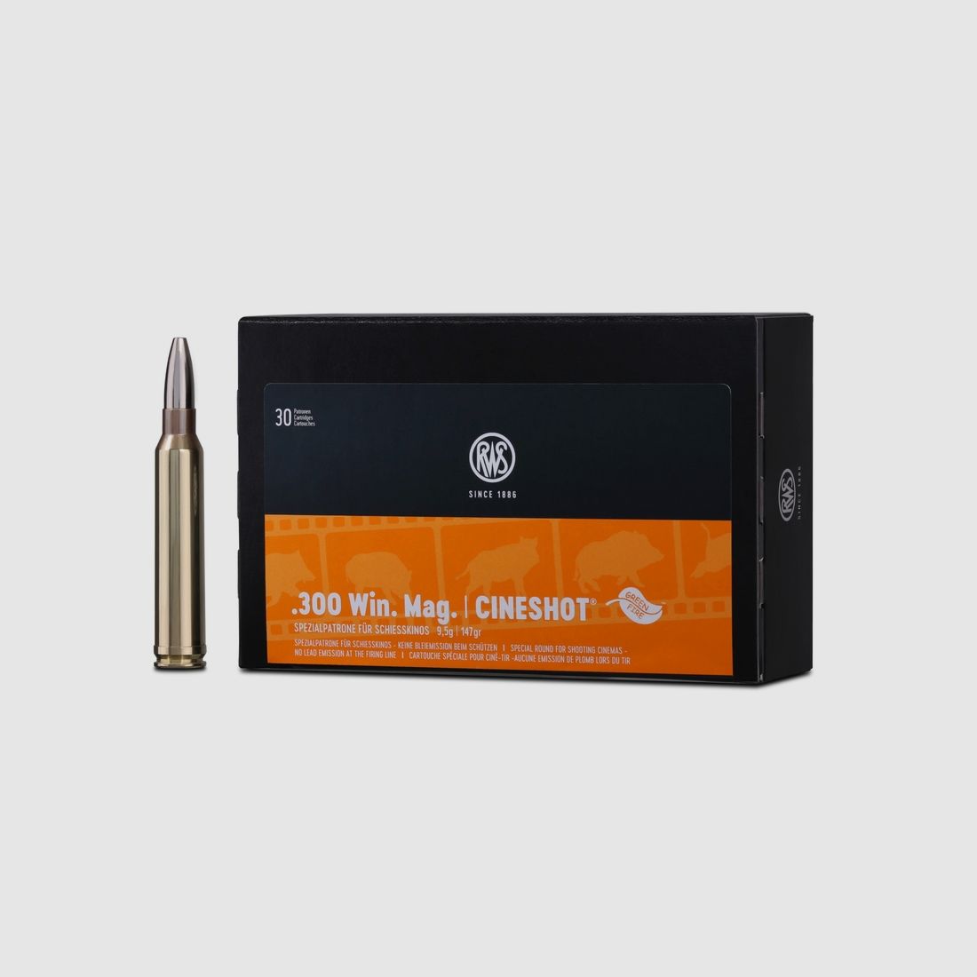 Cineshot .300 Win. Mag. cartuccia speciale per tiro al cinema 147 gr 30 colpi