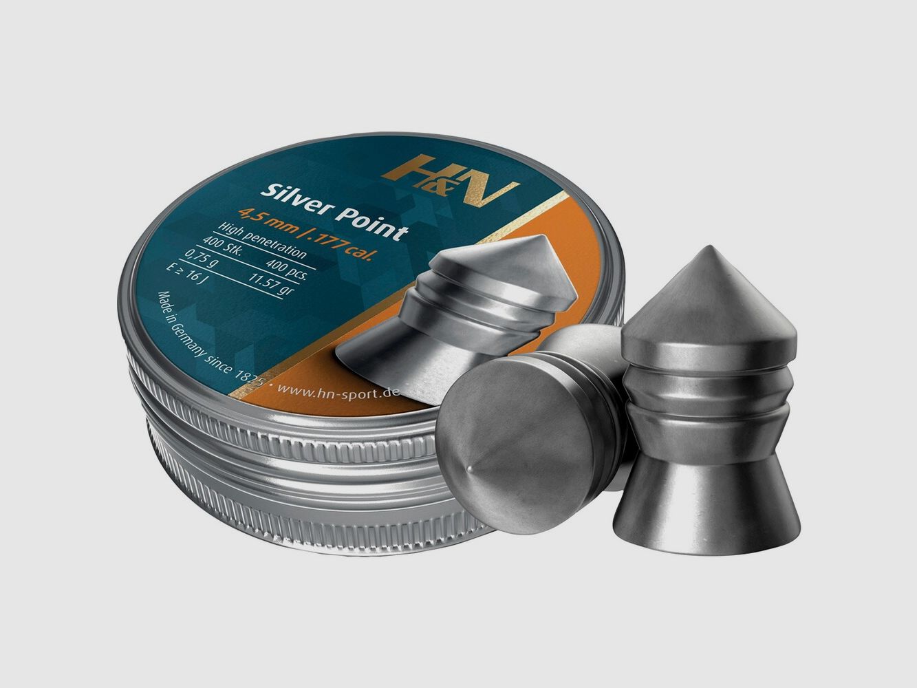 Haendler & Natermann 4,5mm Diabolo Silver Point 0,75g (Calibro 4,50), immagine 1 di 2