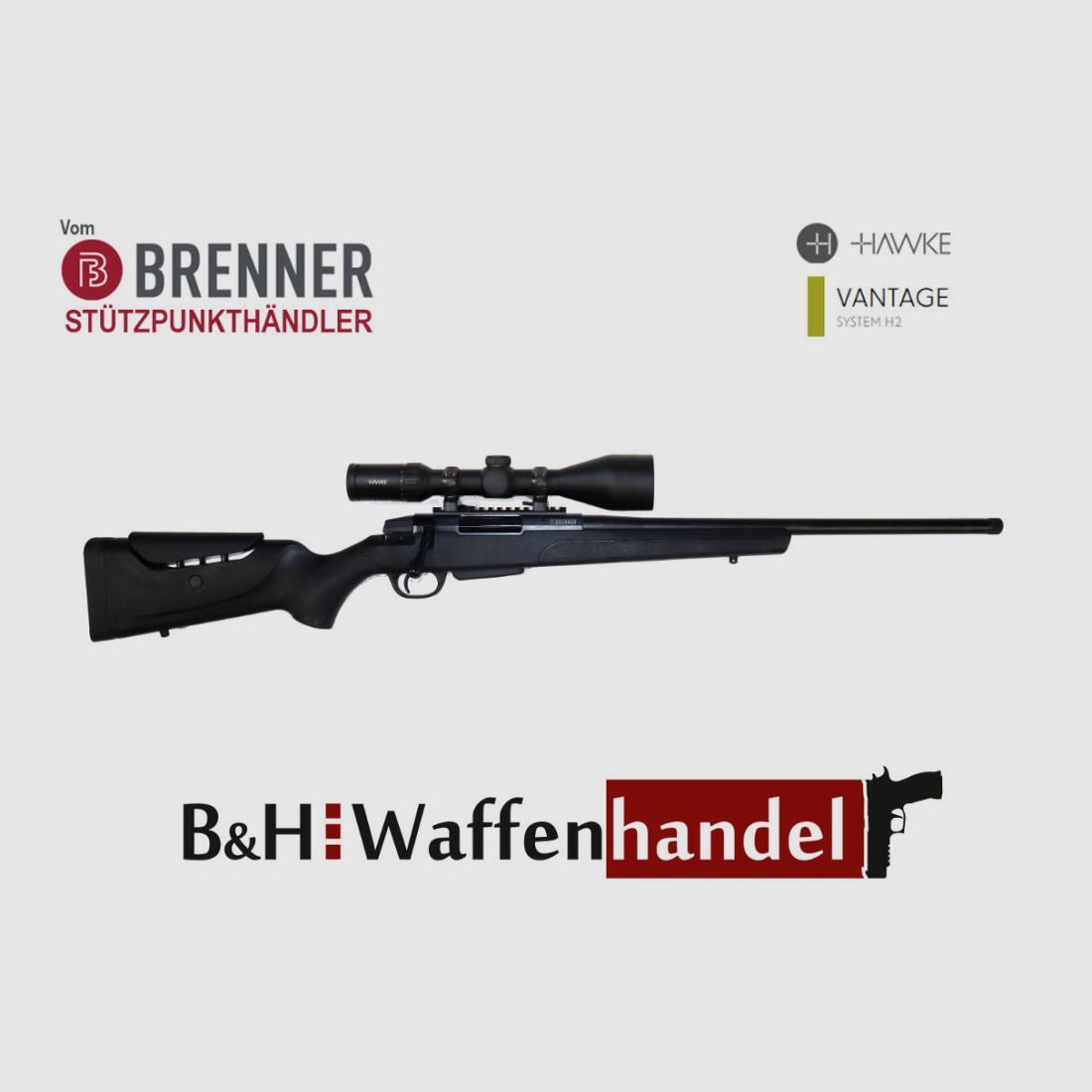 Brenner Komplettpaket:	 Brenner BR-20 Polymer mit Zielfernrohr Hawke Vantage 3-12x56