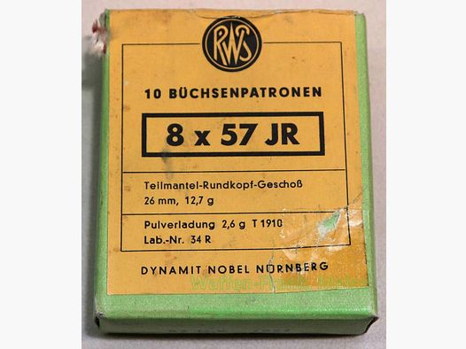 RWS (WZd.Fa.Rottweil) cartouches de fusil 8x57JR 12,7 g TMR