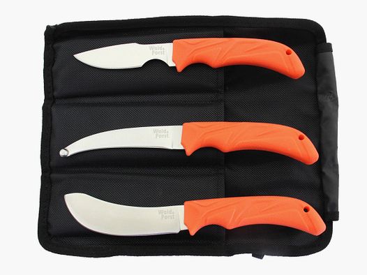 Wald & Forst 192892 Zerwirkset Kunststoffgriff 3 teilig orange mit Aufbewahrungstasche